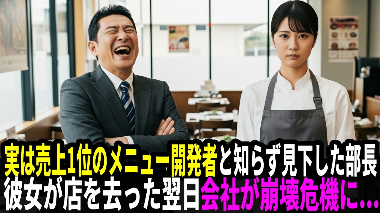 実は売上1位のメニュー開発者と知らず見下した部長、彼女が店を去った翌日、会社が崩壊危機に…