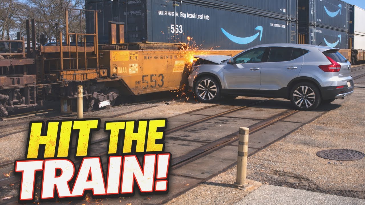 Driver Hits a Train at Crossing&hellip; How?! --- Bad drivers & Driving fails #1507