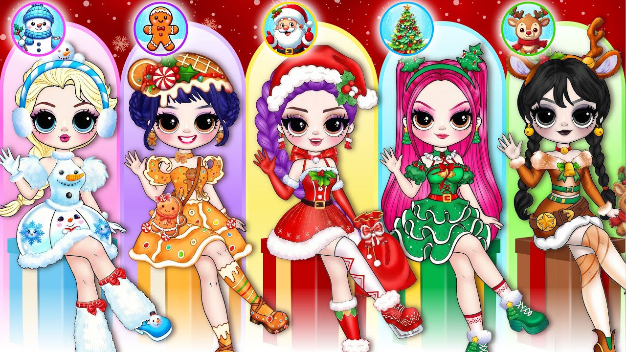 K-Pop Demon Hunters: Christmas Fashion For Huntrix & Dissney Princess | DIY Paper Dolls Fashion