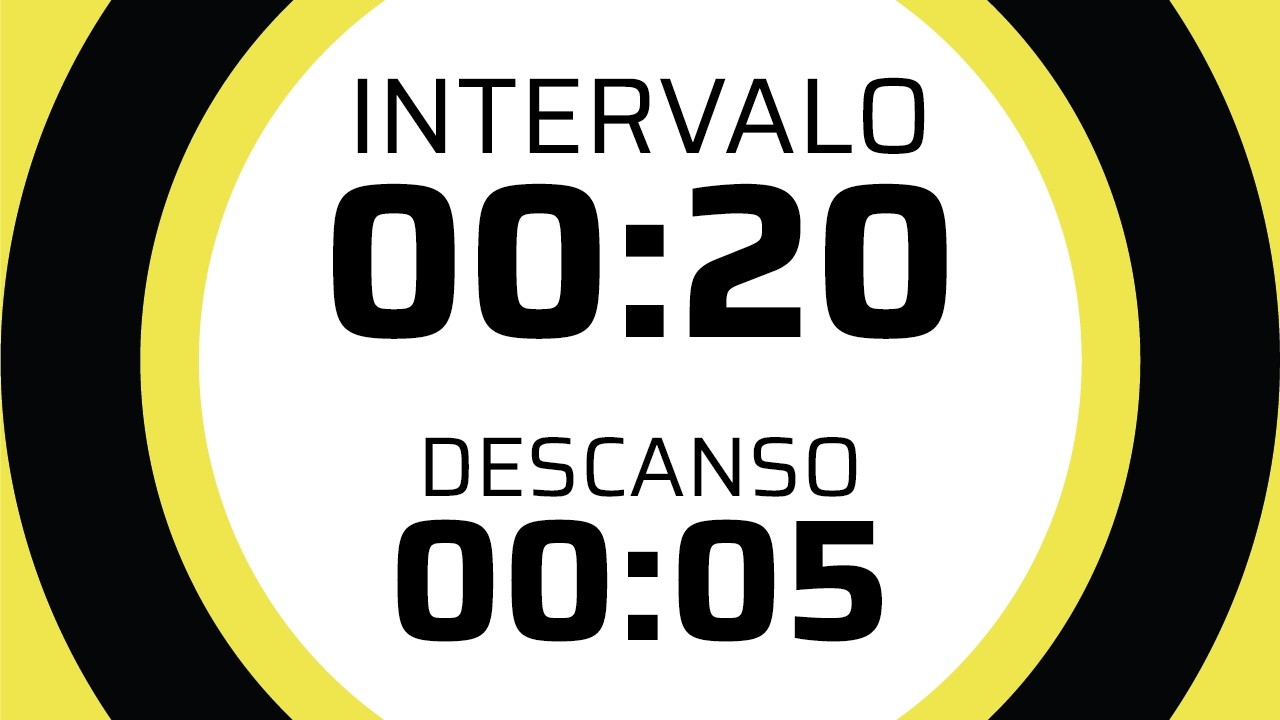CRONOMETRO | Intervalos de 20 minuto | 5 segundos descanso | Sin música