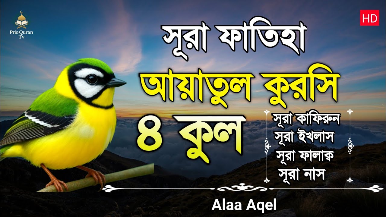সূরা ফাতিহা আয়াতুল কুরসি ৪কুল | Surah Fatiha Ayatul kursi 4qul | quran recitation | Alaa Aqel 