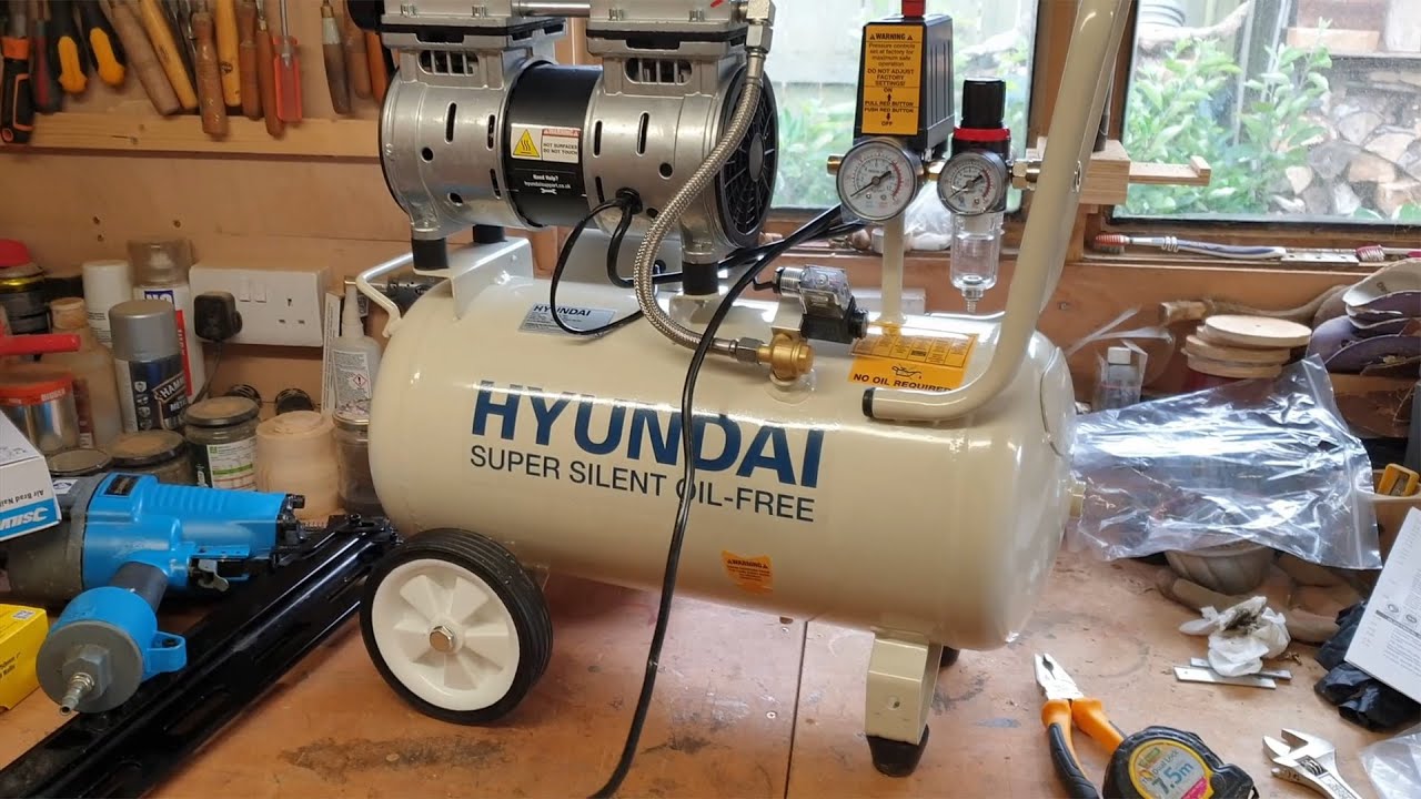 Hyundai HY7524 Silent Compressor and Silverline Brad Nailer