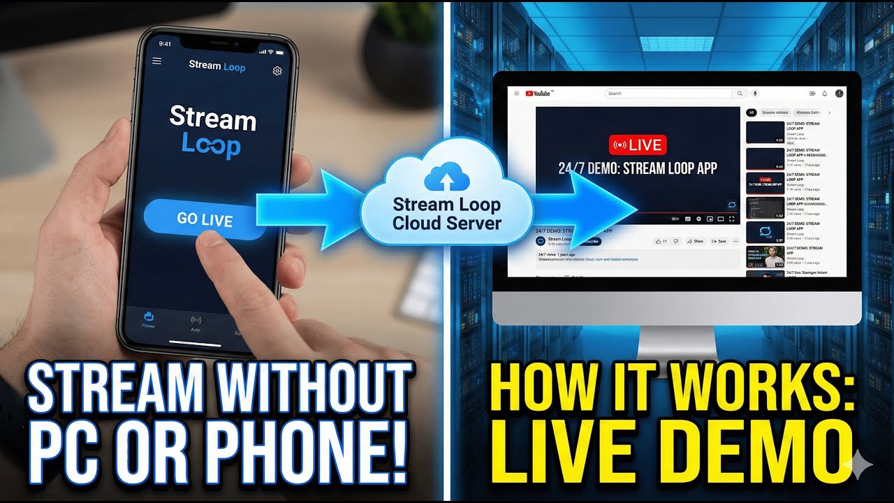 🔴 Live: How to Stream Pre-Recorded Videos 24/7 Without PC (Stream Loop App Demo)