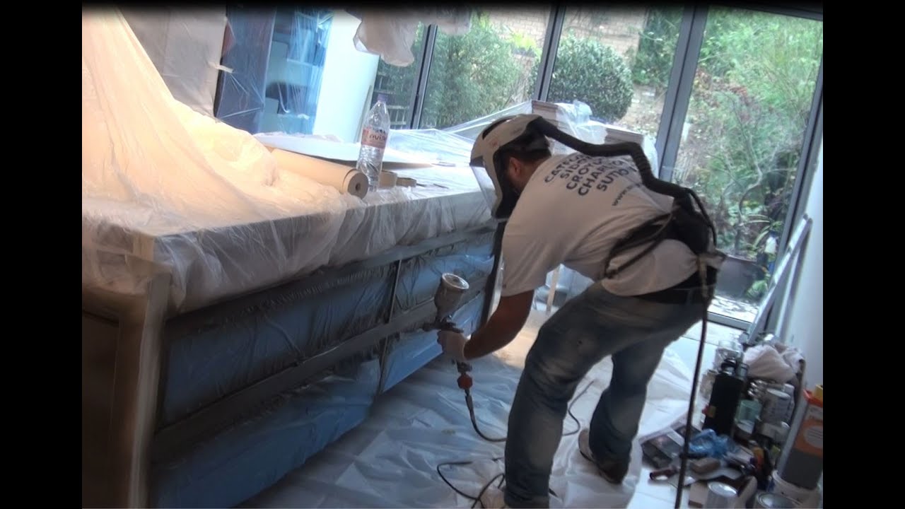 KITCHEN SPRAYING - Matt spray finish kitchen doors and cupboards, onsite paint spraying service