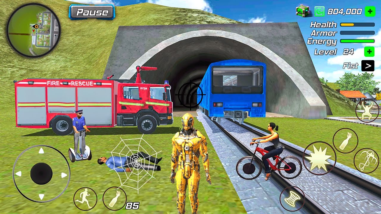 Super Iron Robot Hero Vice Vegas - Fire Truck Driving at Train Station - Android Gameplay