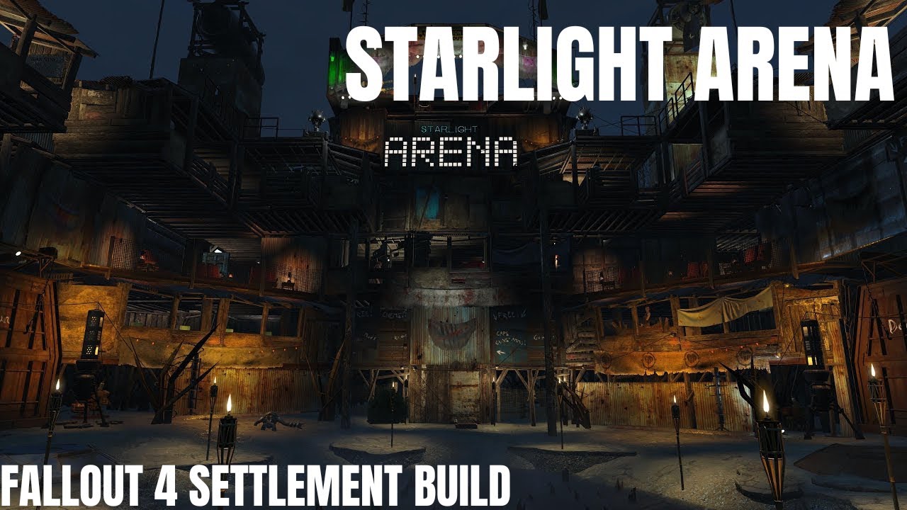 Fallout 4 Starlight Arena (Starlight drive-in) Build Tour NO MODS (except creation club)