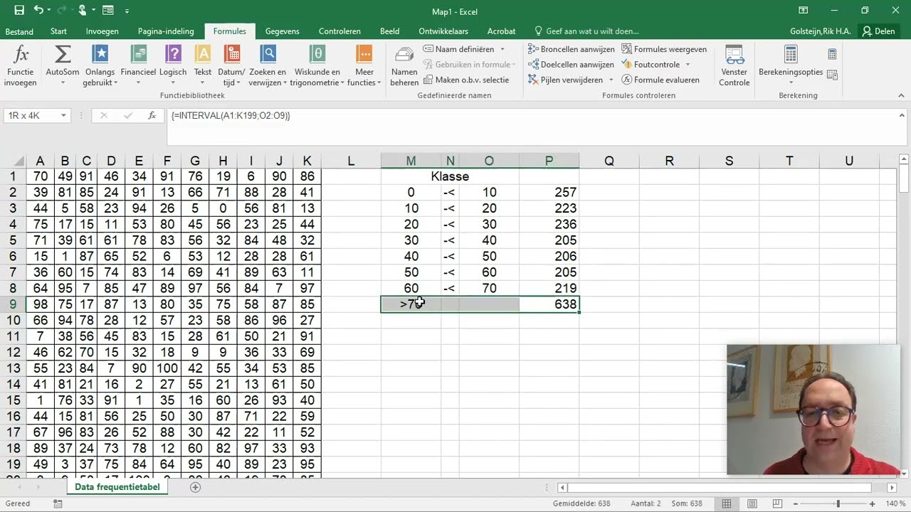 Een (cumulatieve) frequentietabel maken in Excel m.b.v. Intervalfunctie en matrixfunctie