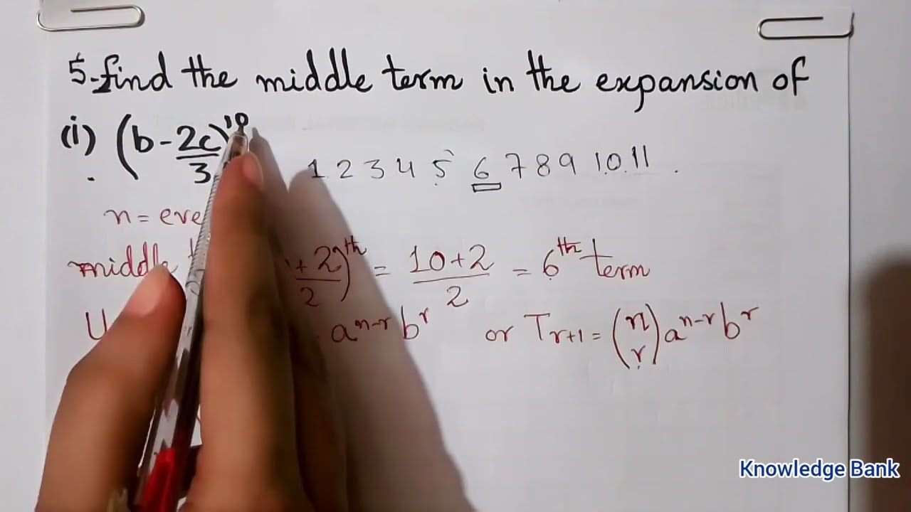 Exercise 7.2 class 11 maths question 5 | find the middle term in the expansion of following