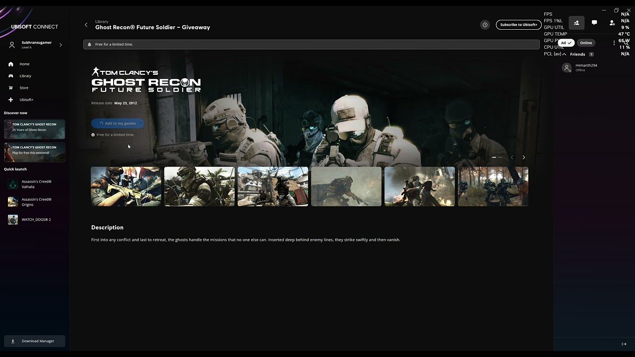 TOM CLANCY'S GHOST RECON FUTURE SOLDIER IS FREE ON UBISOFT CONNECT