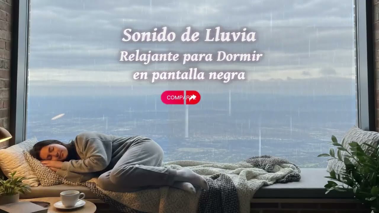 12 Horas de sonido de lluvia para dormir, en pantalla negra