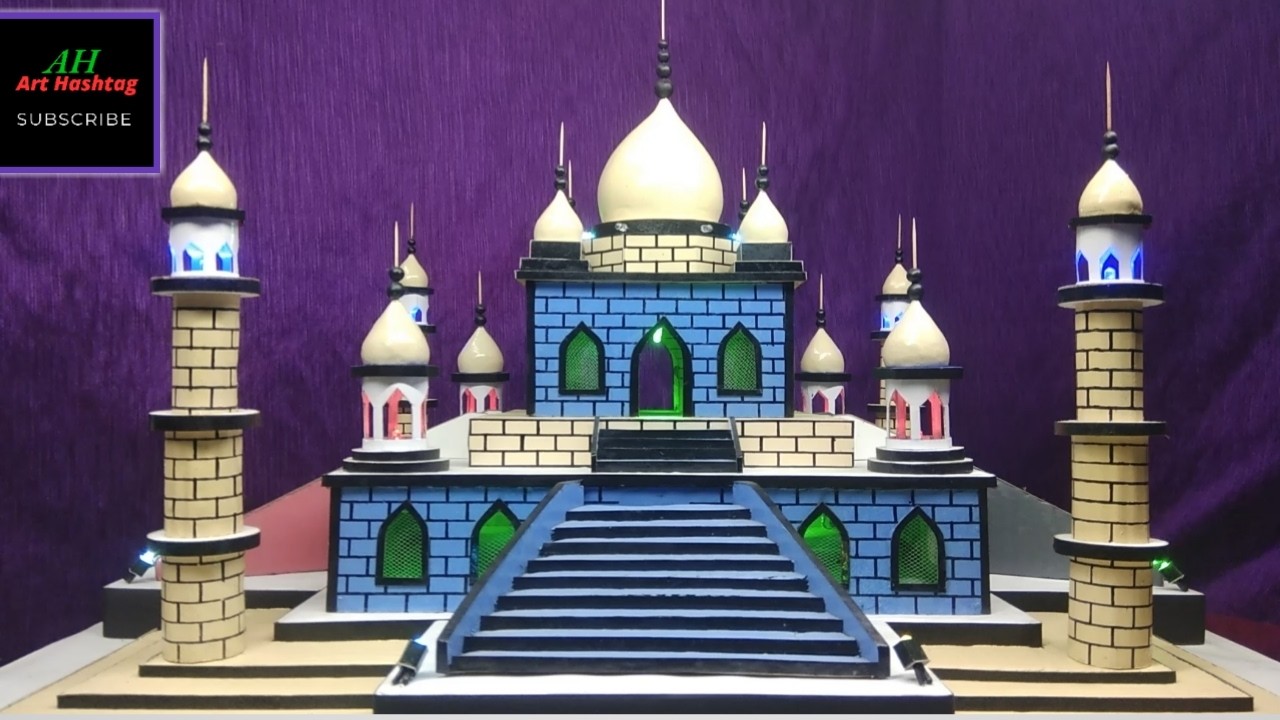 How to make a masque of cardboard and soil /Masjid making process.