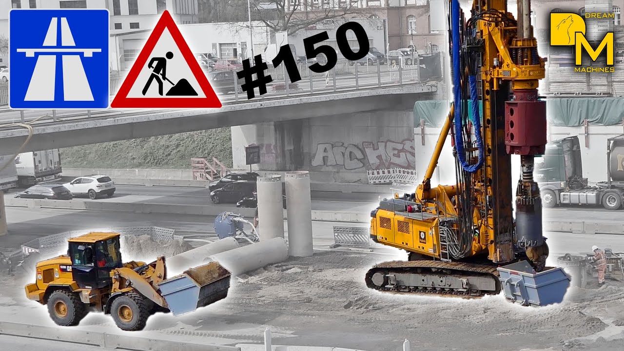 Rotary drilling rig BG40 CAT loader & excavator @ highway construction [150] DREAM MACHINES
