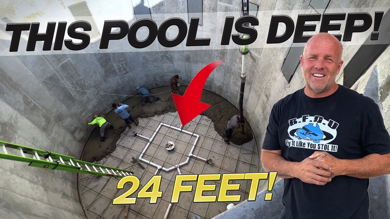 Insane Rooftop Pool with Moving Floor is almost Done! | House Build #16