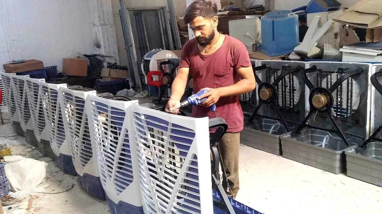 How to make air cooler - Plastic body Water Air Cooler Making Process with Amazing Skills