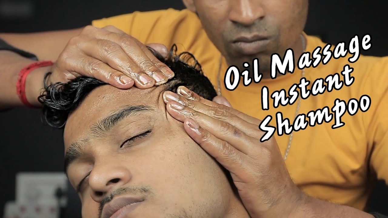 Heavy Oil Head Massage With Instant Shampoo | ASMR Head Massage And Ear Massage With Lots Of Oil