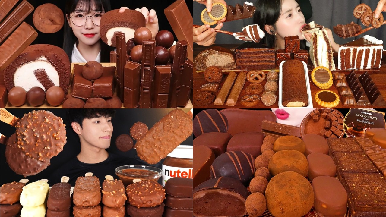EXTREME Chocolate Dessert ASMR Mukbang 🍫 | Cakes, Choco Bars, Ice Cream & Sweet Eating Sounds