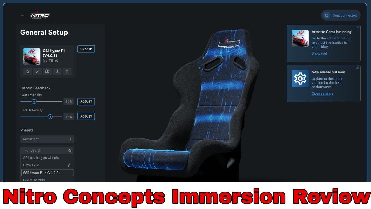 Nitro Concepts Immersion Metahaptics - R300 Rennsitz mit integriertem haptischen Feedback A-Z Review