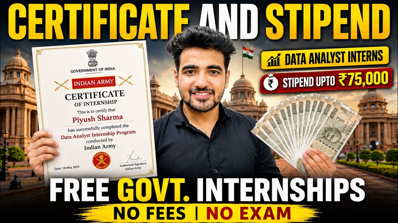 75-Day Government Internships | Data Analyst Internship With Free Courses | Stipend & Certificate