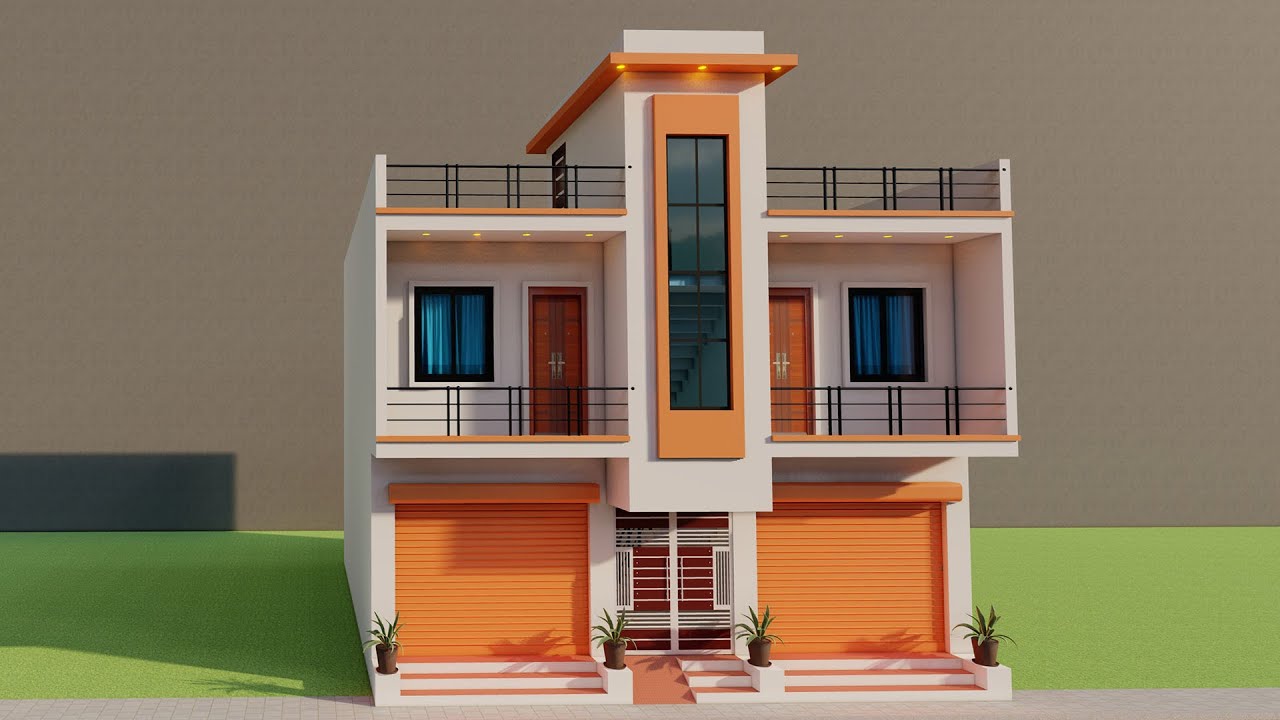 Age Dukan Piche Upar Makan Ka Naksha,100 gaj 3D Shop With House Design 30x30Dukan or makan ka map