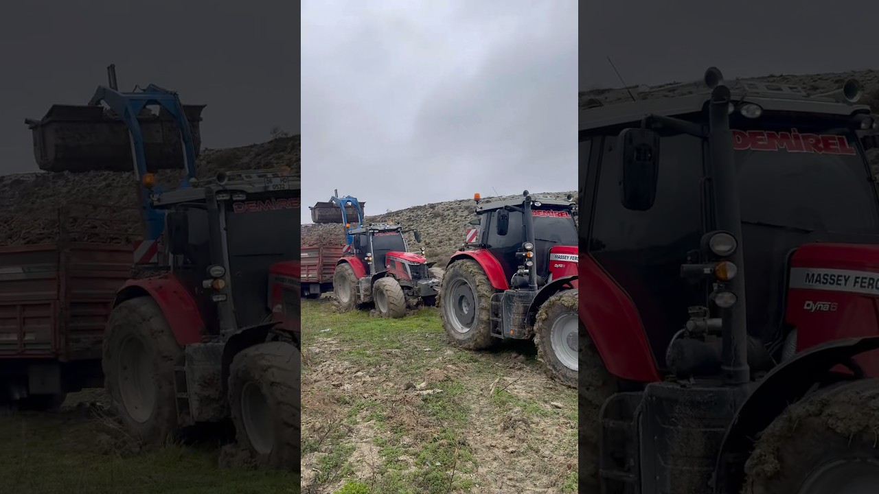 THE TRACTORS WERE ABOUT TO TIP OVER THE TRAILER