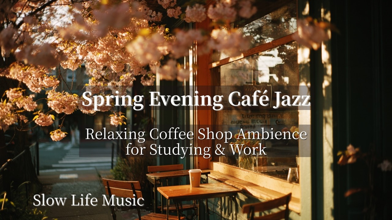 🌇Spring Evening Cafe Jazz｜Relaxing Coffee Shop Ambience for Study & Work【春の夕方カフェ｜作業・読書・勉強用BGM】