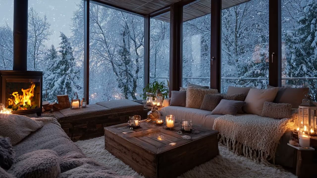 Winter snow softens the distance 🎧 turning cold hours into calm waiting space