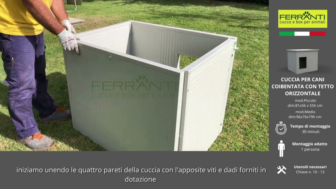 Cuccia cani grande media piccola da esterno coibentata + tetto apribile  VIDEO TUTORIAL - Ferranti