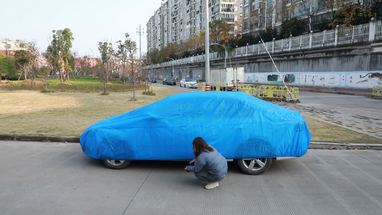 170T polyester taffeta blue car cover