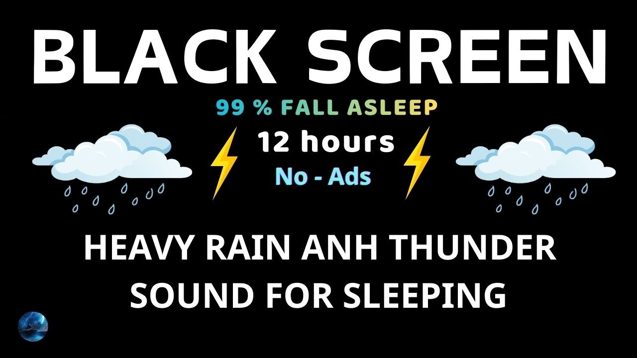 🔴 Heavy Rain and Thunder Sounds for Sleeping - Black Screen | Deep Sleep Rainstorm Live Stream