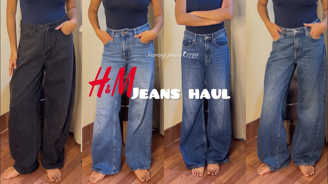 H&M jeans haul 👖 | High waist, Trendy & Starting price ₹1199 | Try on Haul | Deepika Dumrey 