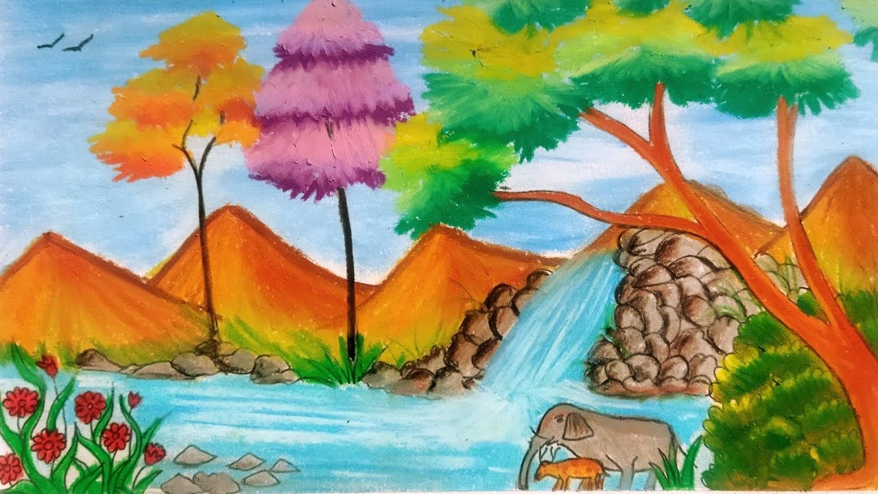 Forest scenery drawing||Easy drawing.