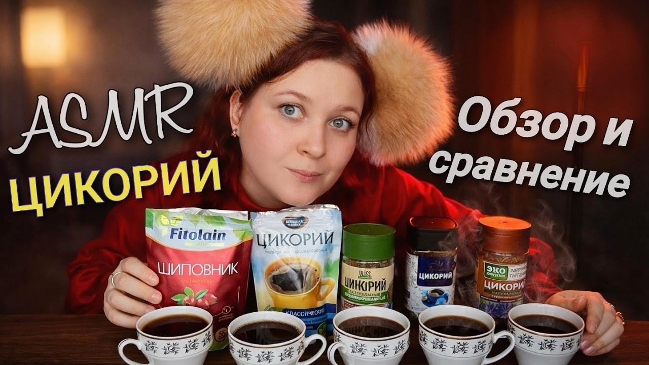 АСМР Расслабляющий ОБЗОР ЦИКОРИЯ ☕️💮 СРАВНЕНИЕ и ДЕГУСТАЦИЯ для крепкого сна  😴 ASMR шепот и мурашки