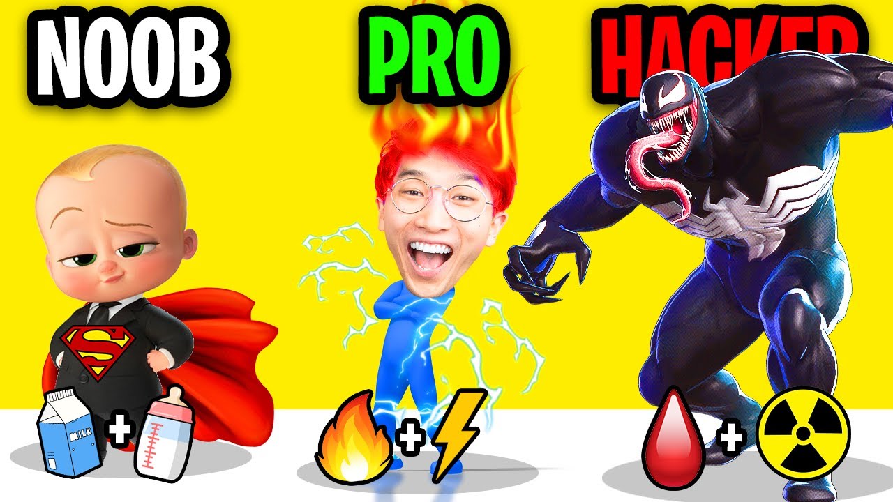 NOOB vs PRO vs HACKER In HEROES INC!? (ALL LEVELS!)