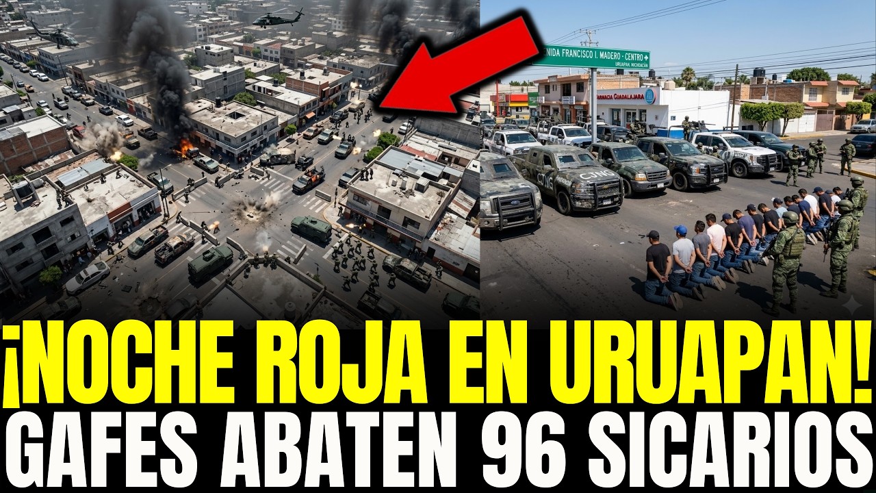 ¡NOCHE ROJA en URUAPAN! GAFES ABATEN 96 SICARIOS y ASEGURAN 18 VEHÍCULOS ARTILLADOS