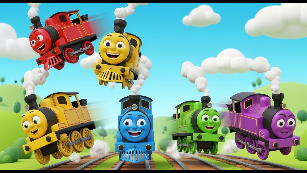 Five Little Toy Trains Chug Chug Chug | Toy Train Song & Counting Rhyme