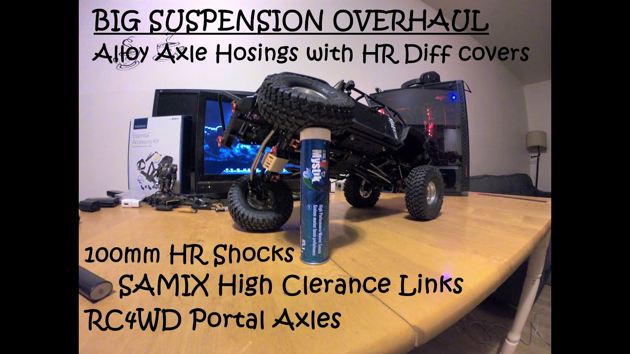 SCX10.2 BIG SUSPENSION OVERHAUL RC4WD Portal Axles SAMIX HC Links Hot Racing 100mm Shocks and MORE