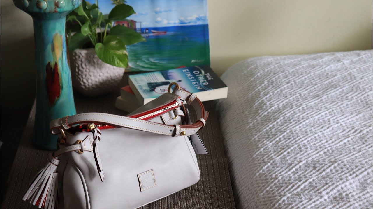 Dooney and Bourke Handbag | Florentine Satchel | Tassel Shoulder Bag | Ecru | Review and What fits