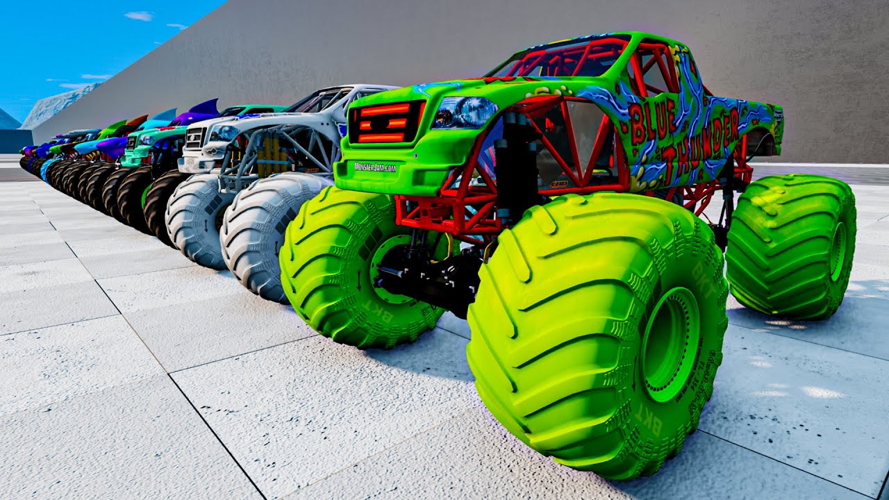 Monster Truck Grave Digger, El Toro Loco, Blue Thunder Monster Jam High Speed Crash #16