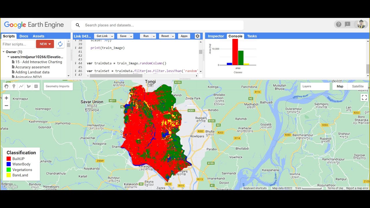 Landuse and Landcover Classification with Change detection using Machine Learning SVM classification