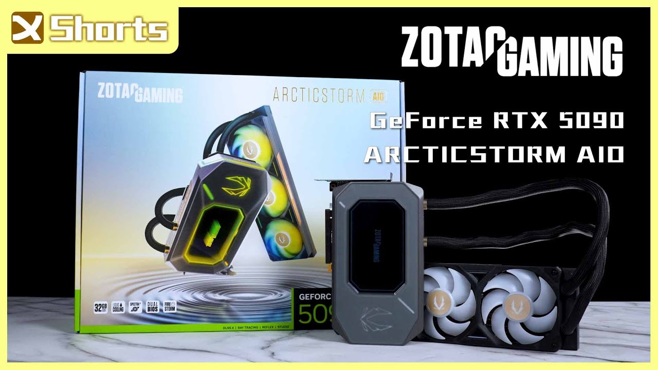 ZOTAC GAMING GeForce RTX 5090 ARCTICSTORM AIO l ZOTAC 首款一體式無線鏡面設計水冷散熱顯卡，滿滿的視覺饗宴 l #shorts