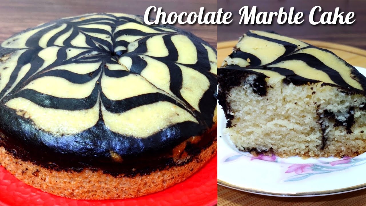 Chocolate Marble Cake , Eggless and without Oven,Soft Marble Sponge Cake, eggless zebra cake
