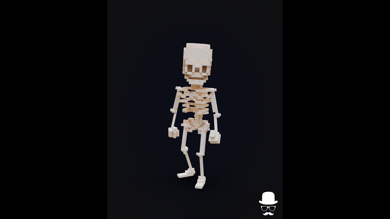 Magicavoxel - Sceleton Voxel character with Voxedit animations for Low Poly Voxel Games Like Sandbox