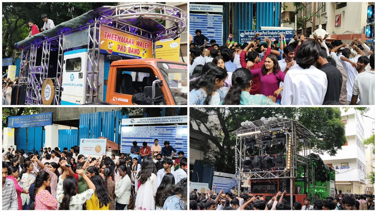  Badruka college Girls' hulchal Dance at power  pad Band Ganesh nimajjanam 2025