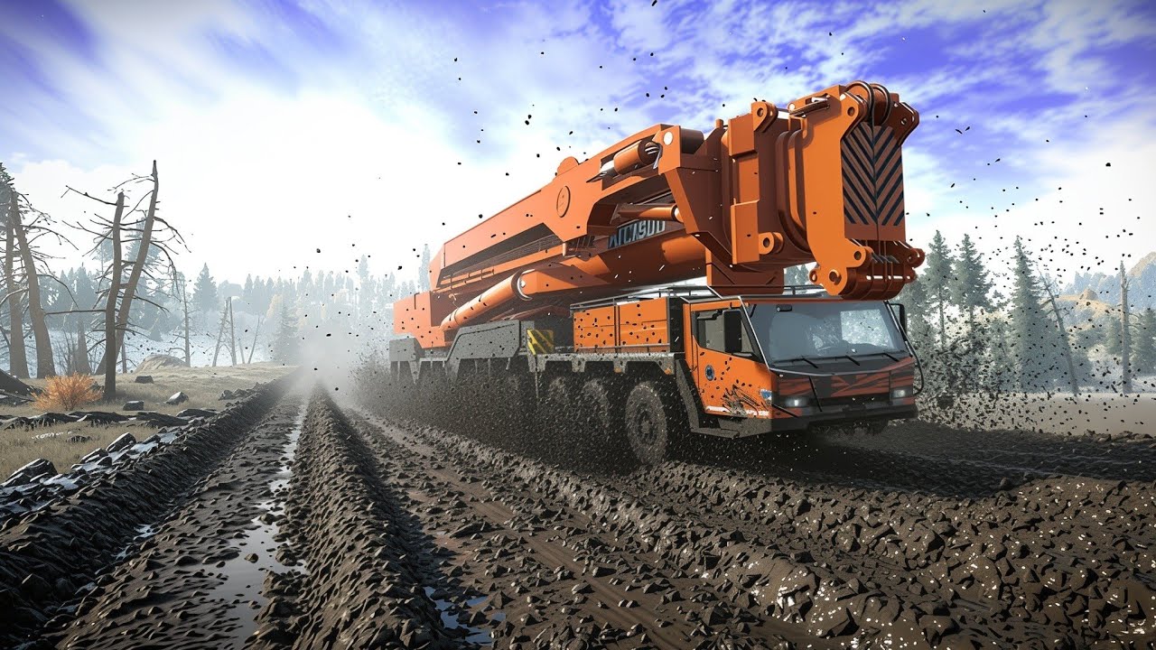 Hercules1600 Crane - Driving Through Deep Muddy Road | SnowRunner | EnhCrea #62