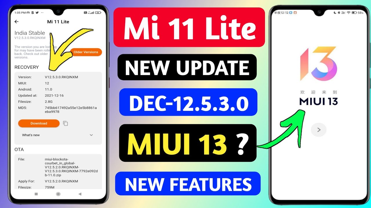 Mi 11 lite new update - Mi 11 lite miui 13 update - Mi 11 lite Android 12 update - miui 13(Features)