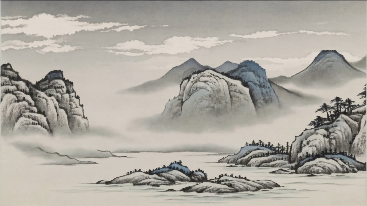 An Ink Journey: A Dream of Mountains and Rivers with Ambient Music. 水墨之旅：山水之夢