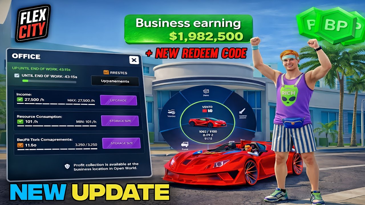 Flex City 1.8 Update Here &ndash;  New Business System 🤑 & Evo Car