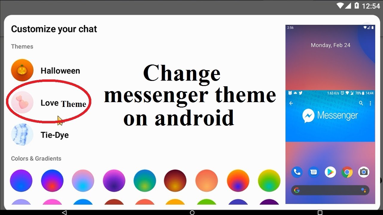 How to change messenger theme on android