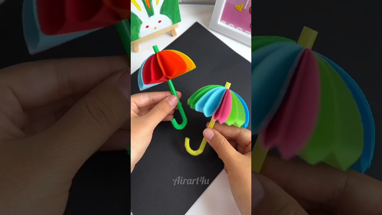 ☔ Umbrella paper craft🎨3d craft| umbrella making🖌️#easycraft💡