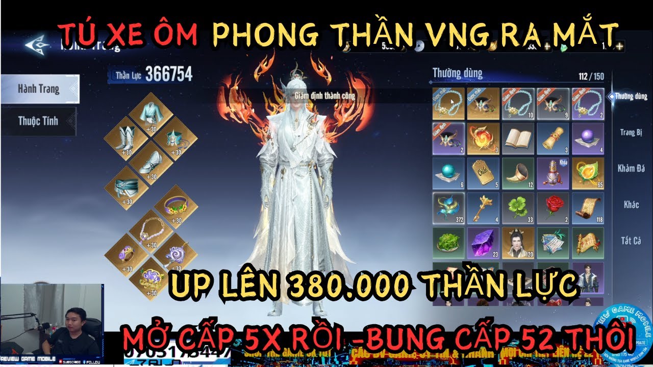 PHONG THẦN VNG: MỞ LV 5X RỒI - BUNG ACC L&Ecirc;N 52 TH&Ocirc;I - UP 380.000 THẦN LỰC -T&Uacute; XE &Ocirc;M